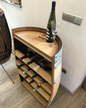 Preview: Tischfass Holzfass Fassschrank Fassbar Fasstisch Weinregal als Stehtisch gebrauchtes Weinfass